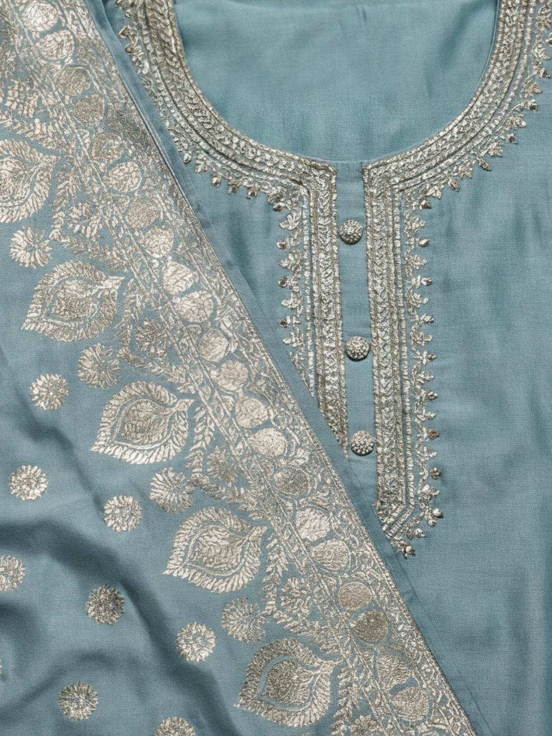 Floral Embroidered Straight Kurta & Trousers Sets