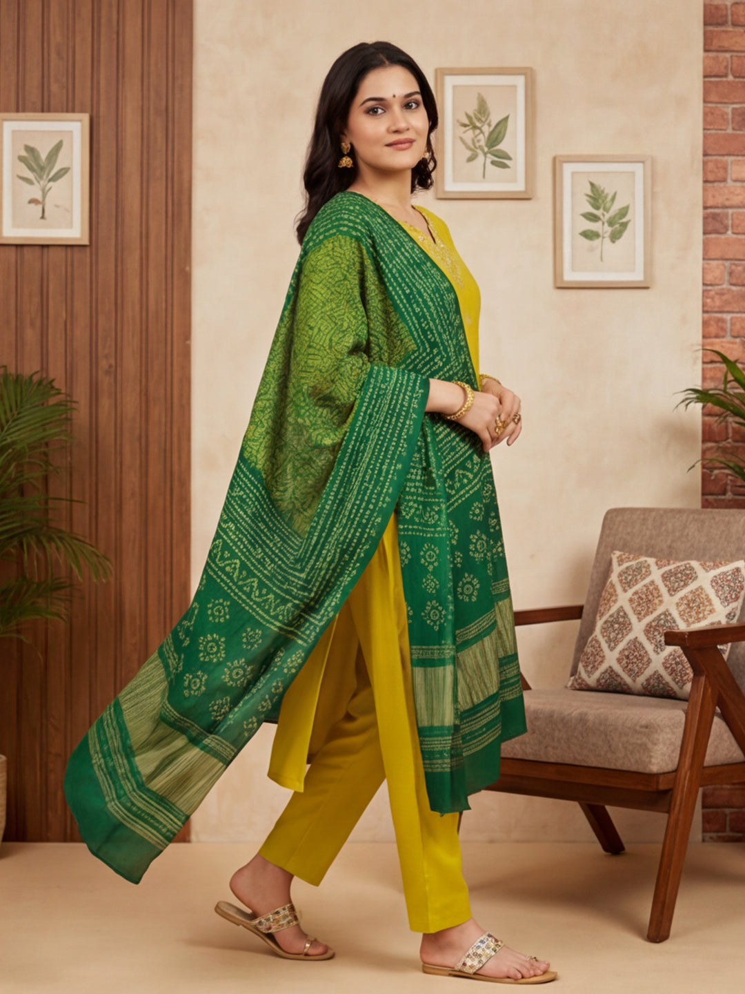 Floral Embroidered Straight Kurta & Trousers Sets