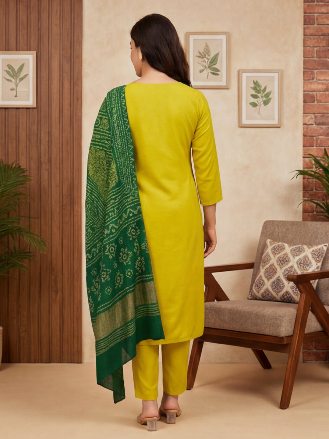 Floral Embroidered Straight Kurta & Trousers Sets