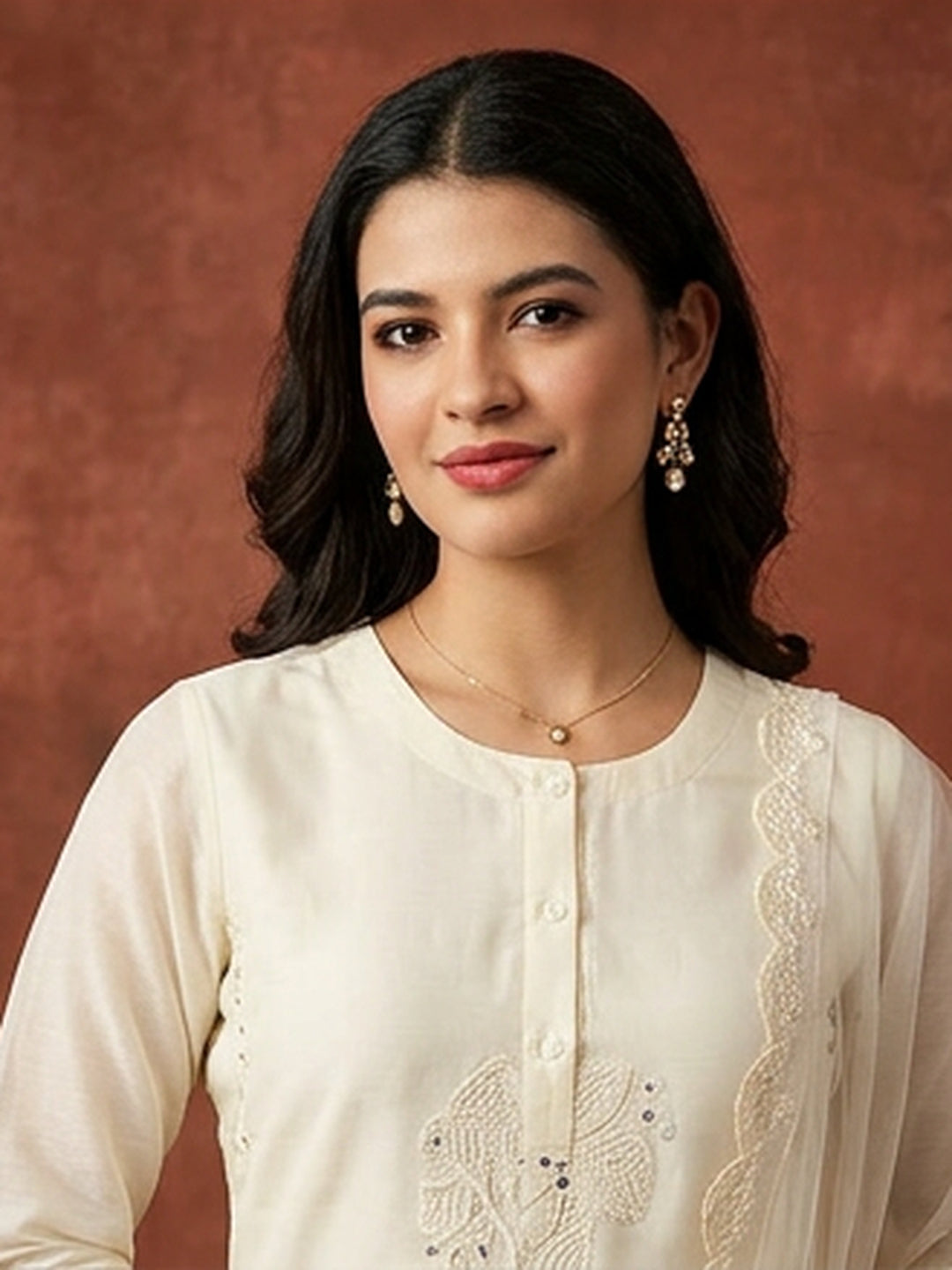 Floral Embroidered Straight Kurta & Trousers Sets
