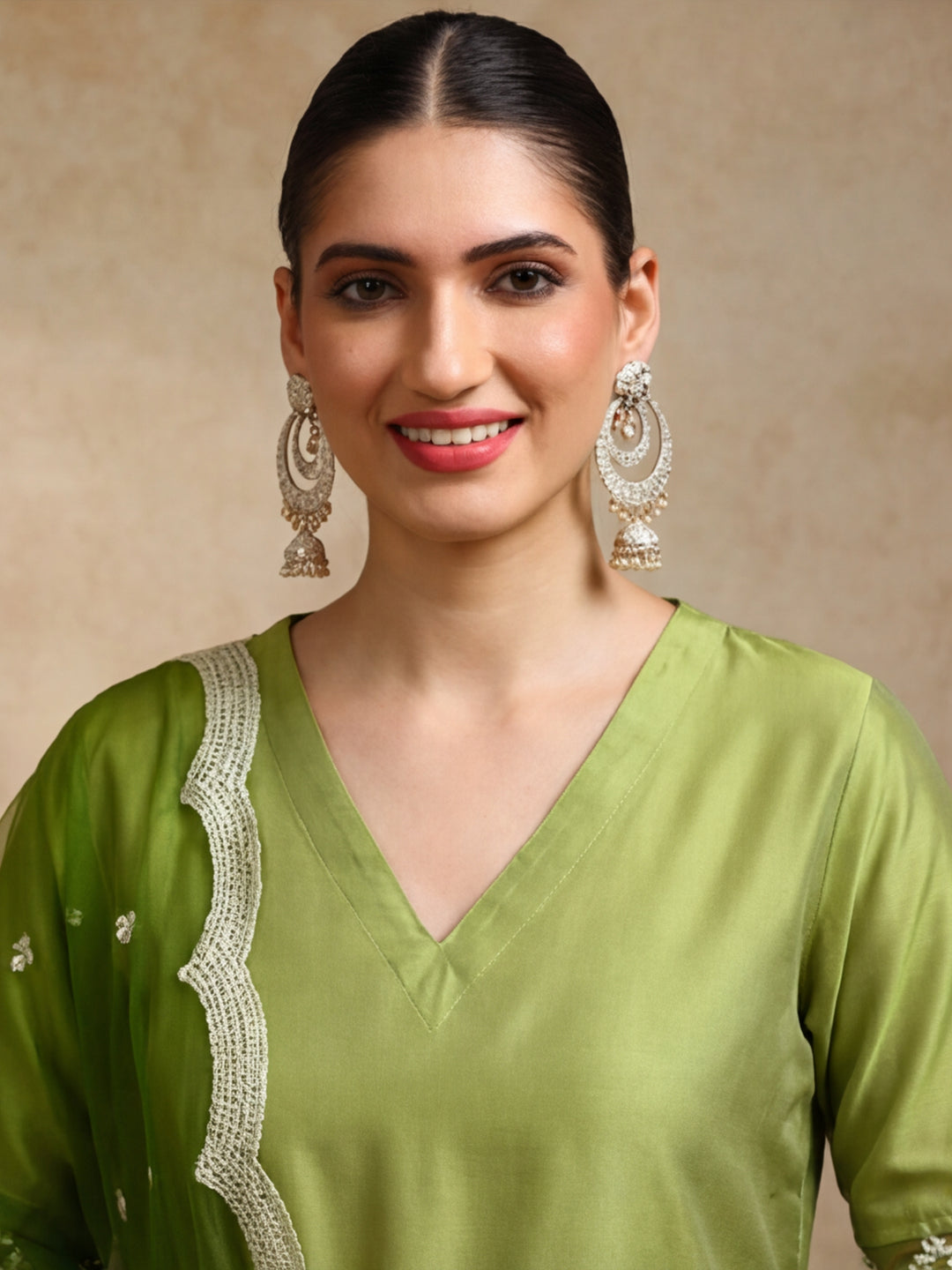 Solid Embroidered Straight Kurta & Trousers Sets