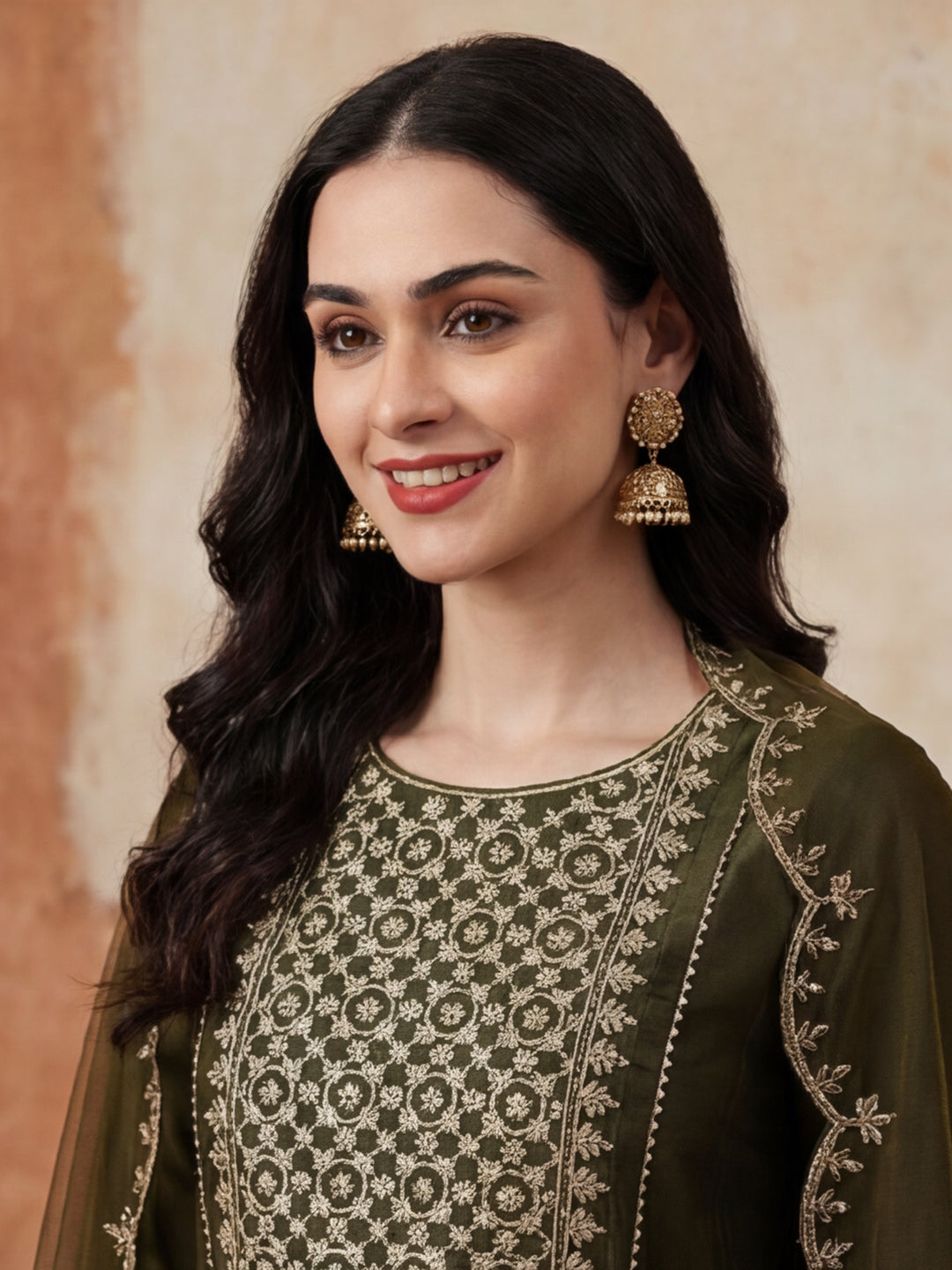 Ethnic Motifs Embroidered Straight Kurta & Trousers Sets