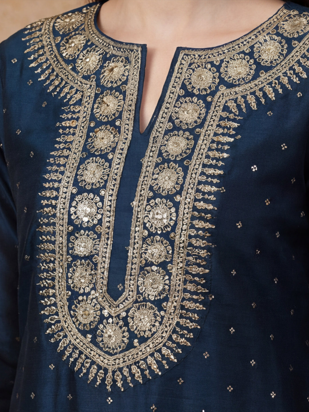 Ethnic Motifs Embroidered Straight Kurta & Trousers Sets