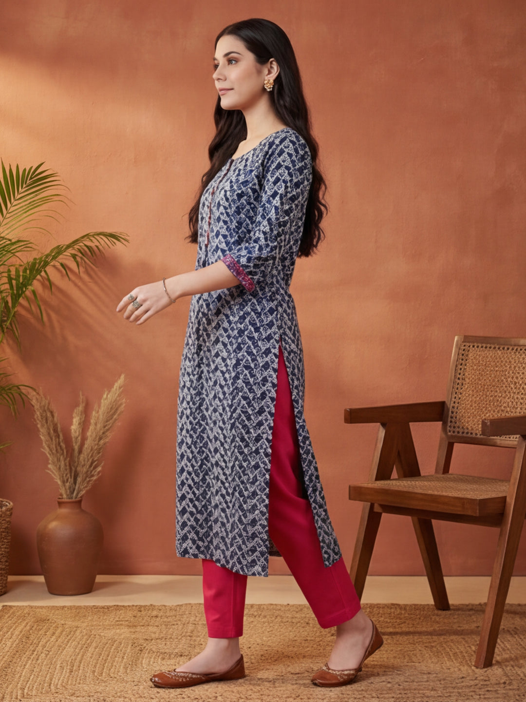 Floral Printed Straight Pure Cotton Kurta