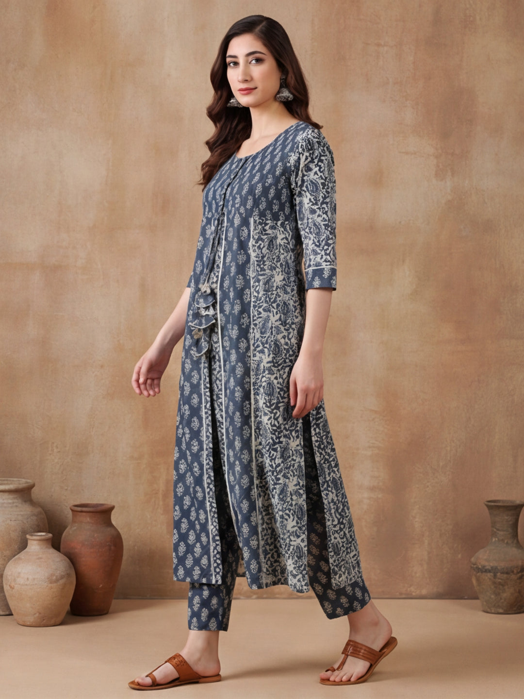 Ethnic Motifs Printed Flared Kurta & Trousers Sets