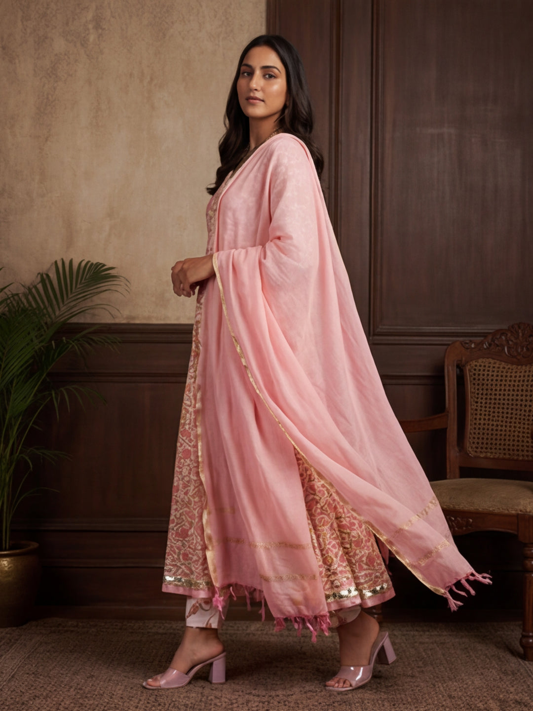 Ethnic Motifs Printed Flared Kurta & Trousers Sets