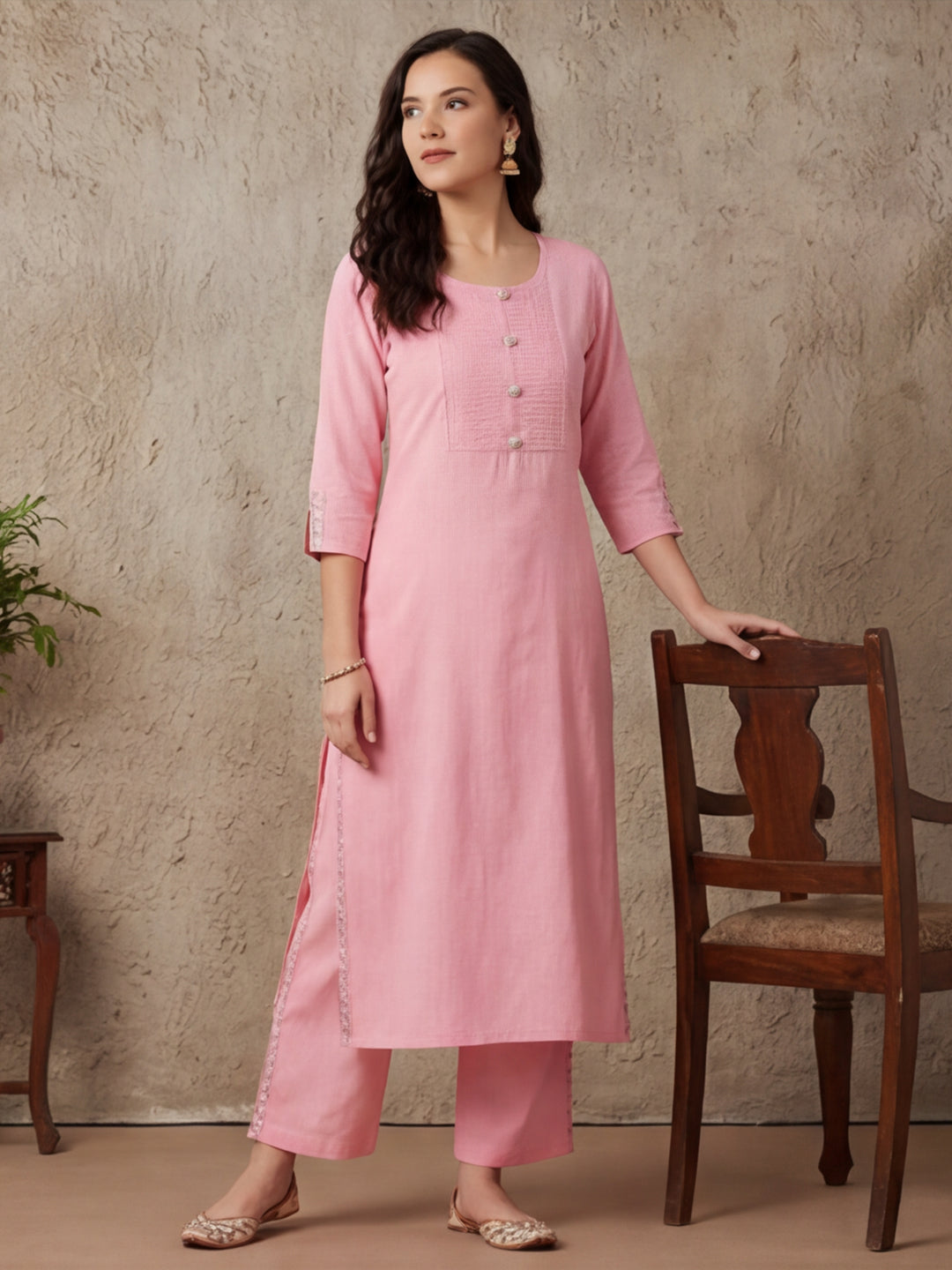 Printed Straight Kurta With Printed Palazzo And Dupatta