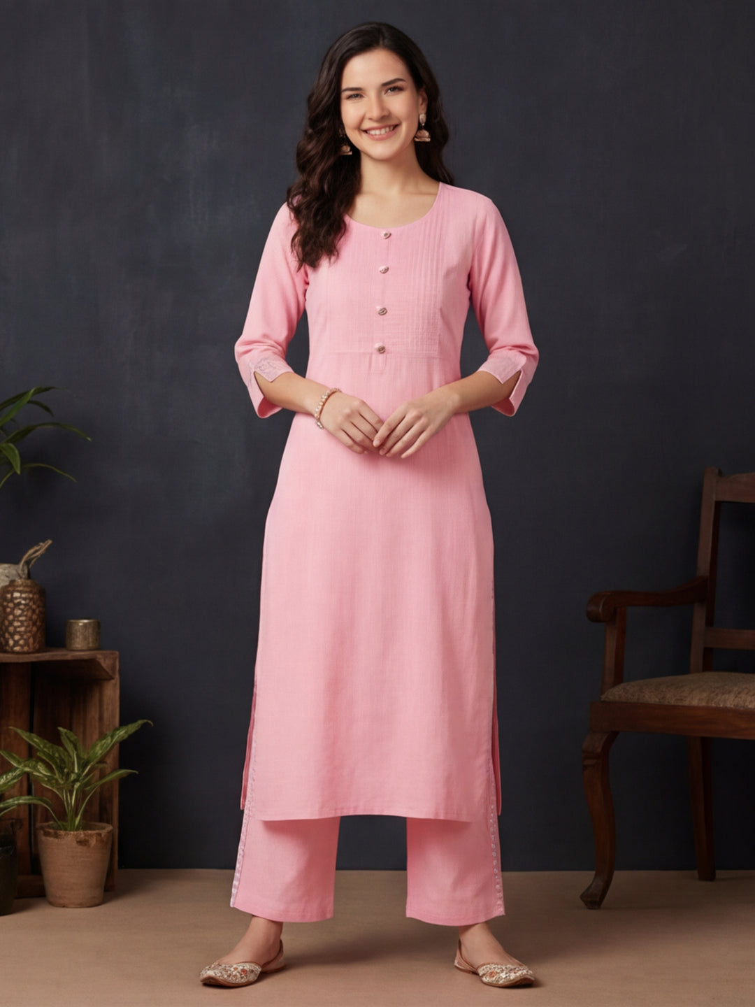 Printed Straight Kurta With Printed Palazzo And Dupatta