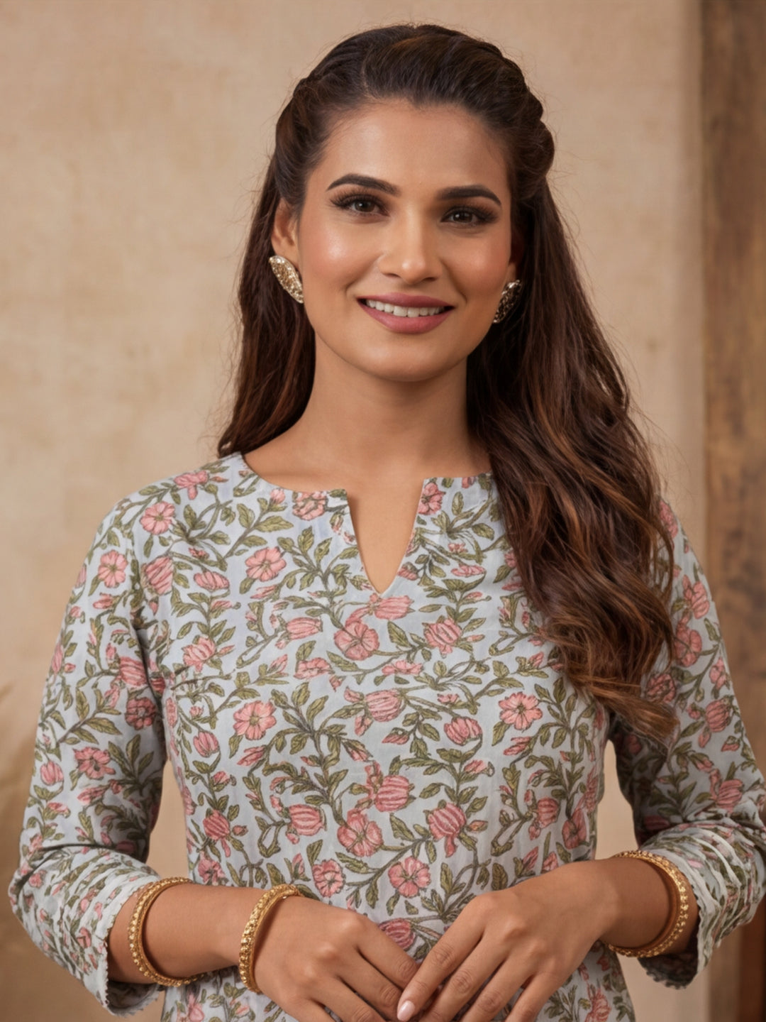 Floral Printed Straight Kurta & Palazzos Sets