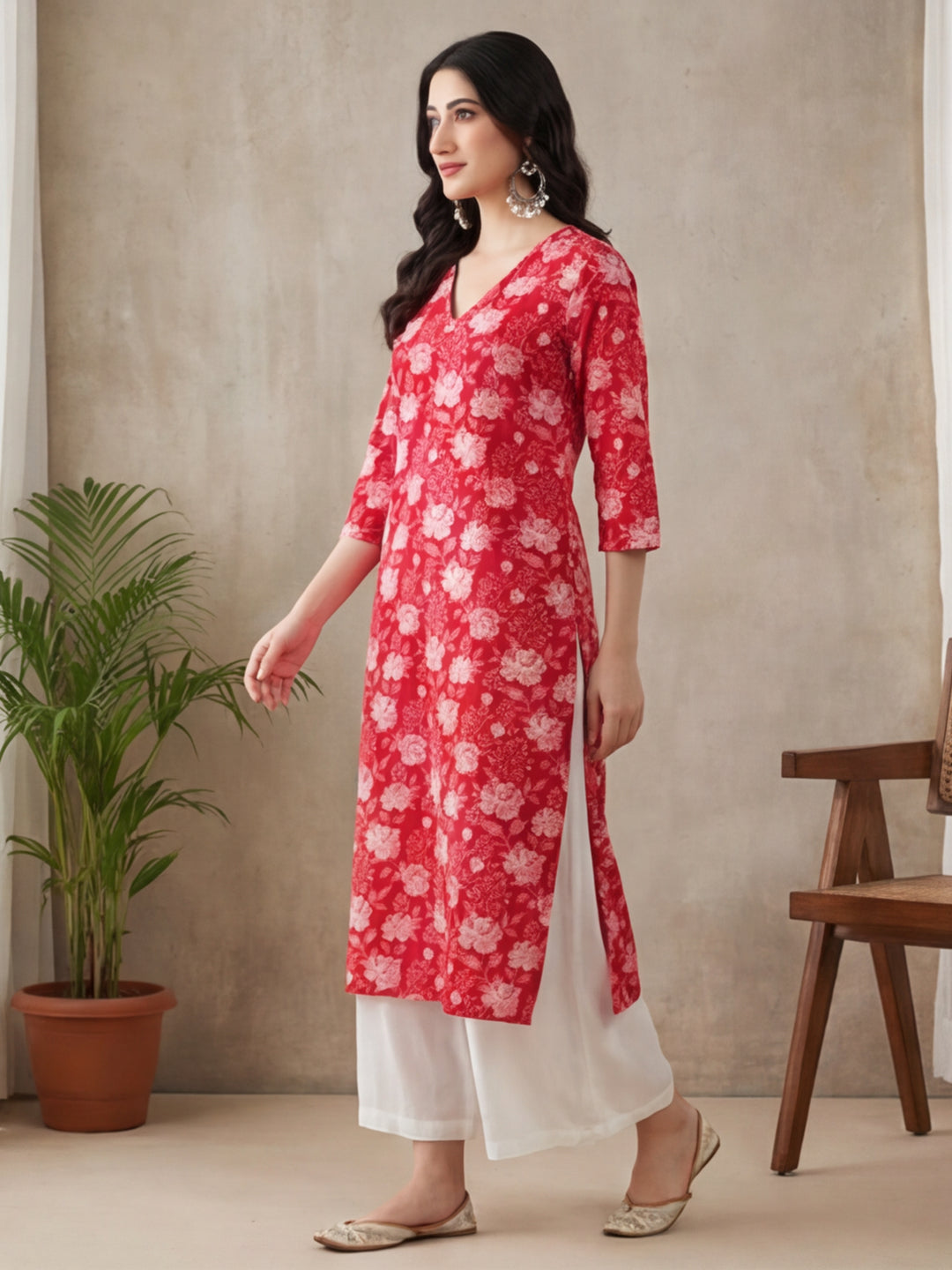 Floral Printed Straight Pure Cotton Kurta