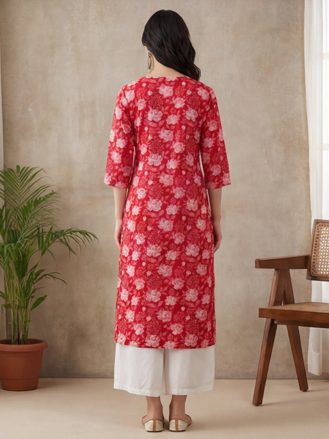 Floral Printed Straight Pure Cotton Kurta