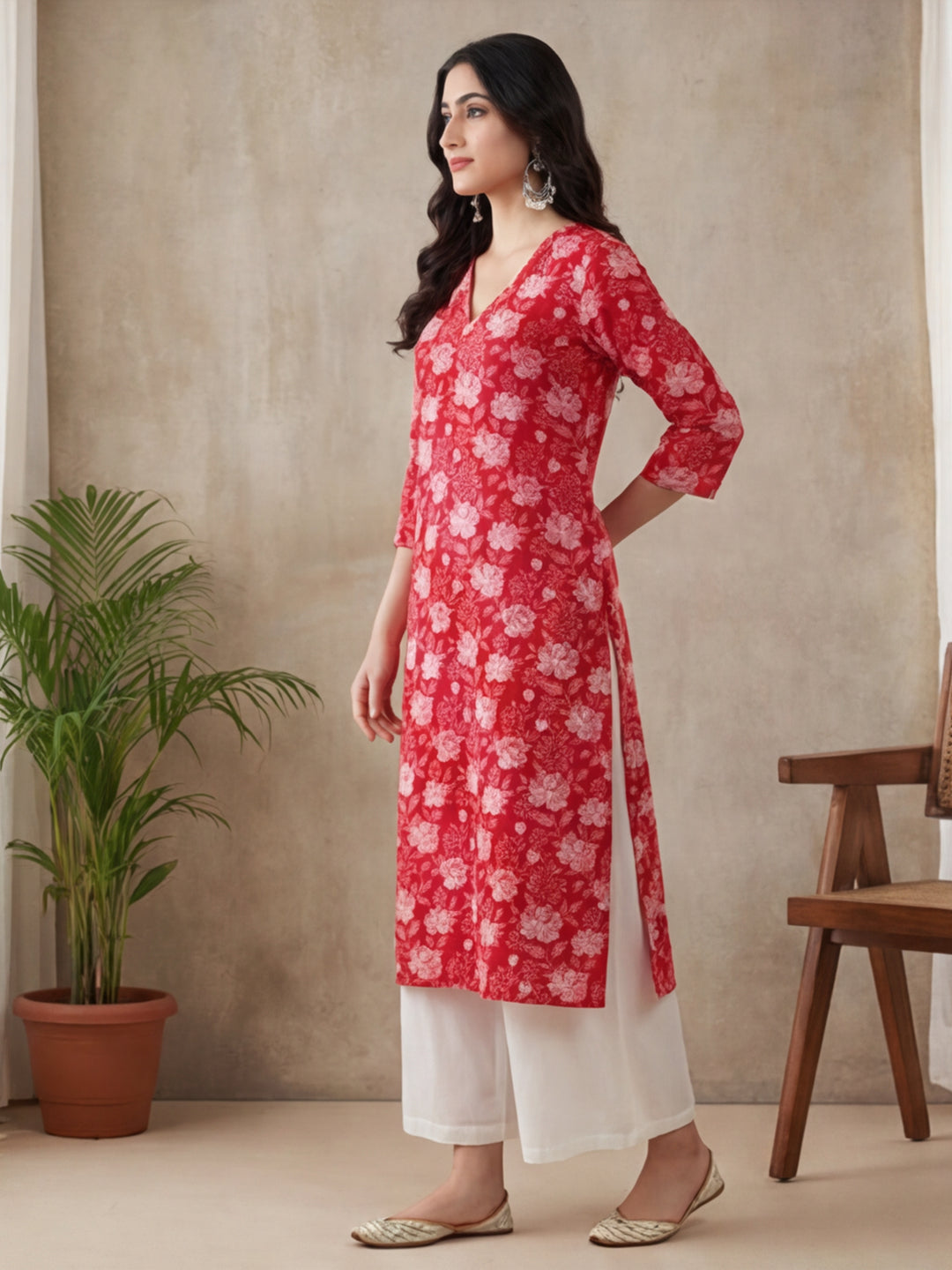 Floral Printed Straight Pure Cotton Kurta