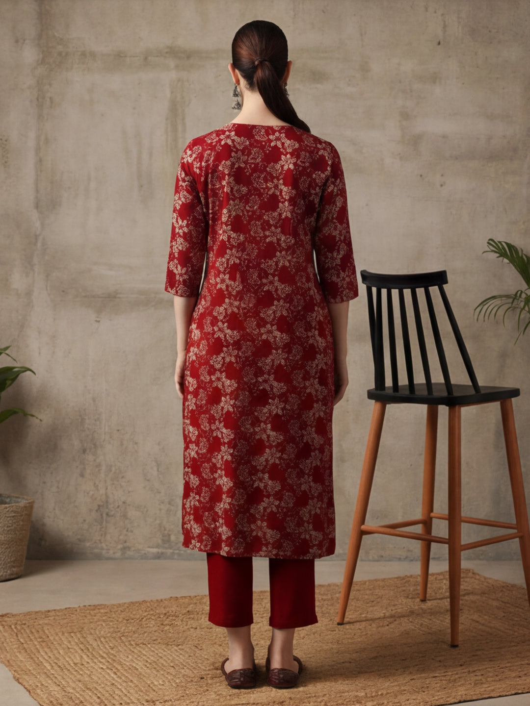 Floral Printed Straight Pure Cotton Kurta