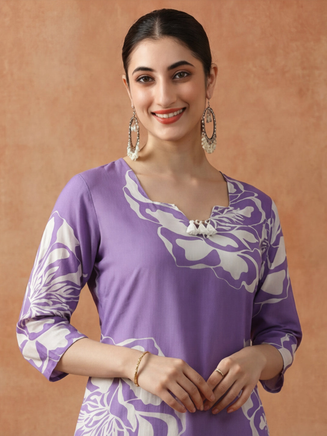 Floral Embroidered Straight Pure Cotton Kurta