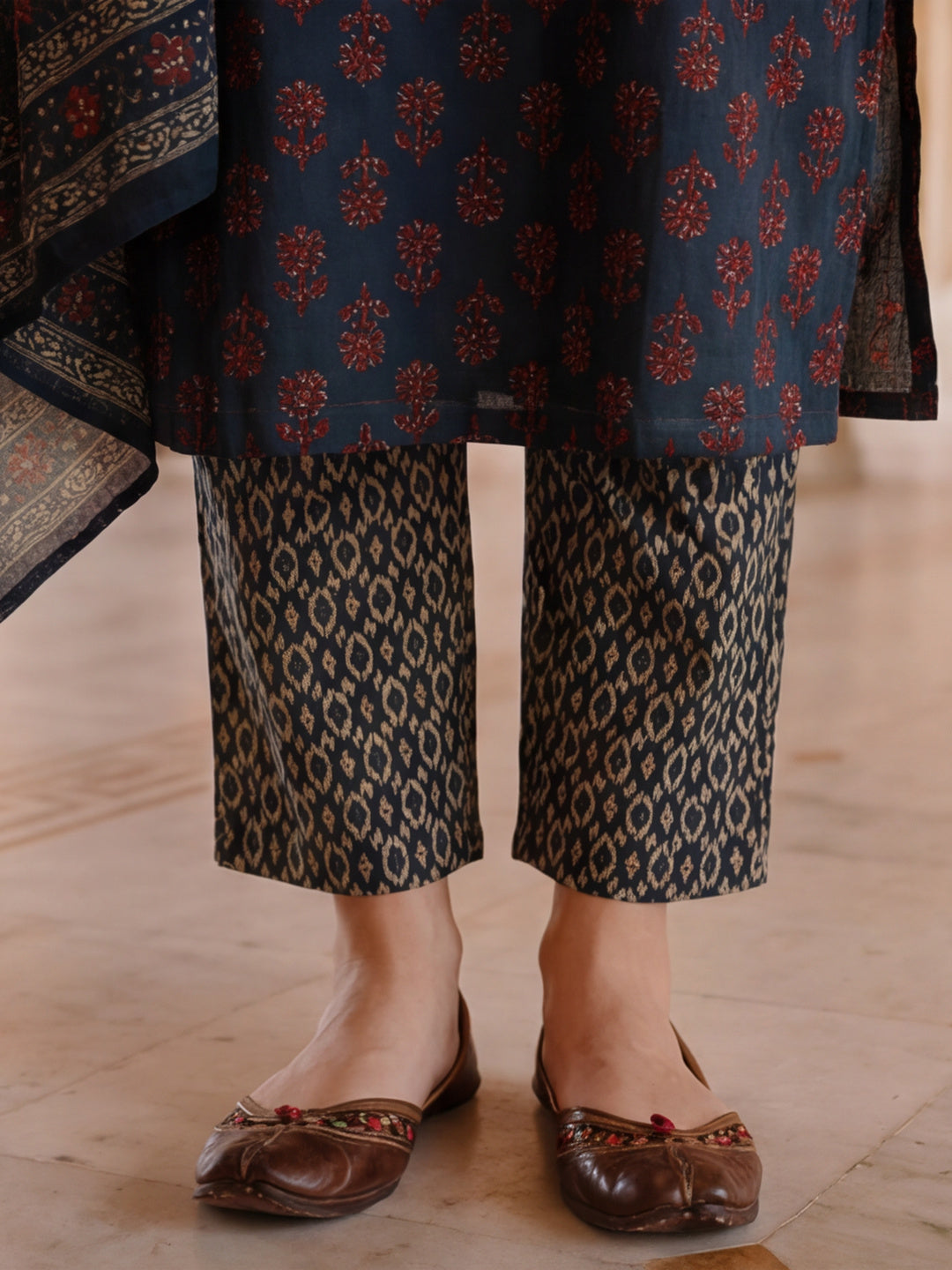 Embroidered Pure Cotton Floral Kurta Sets With Dupatta