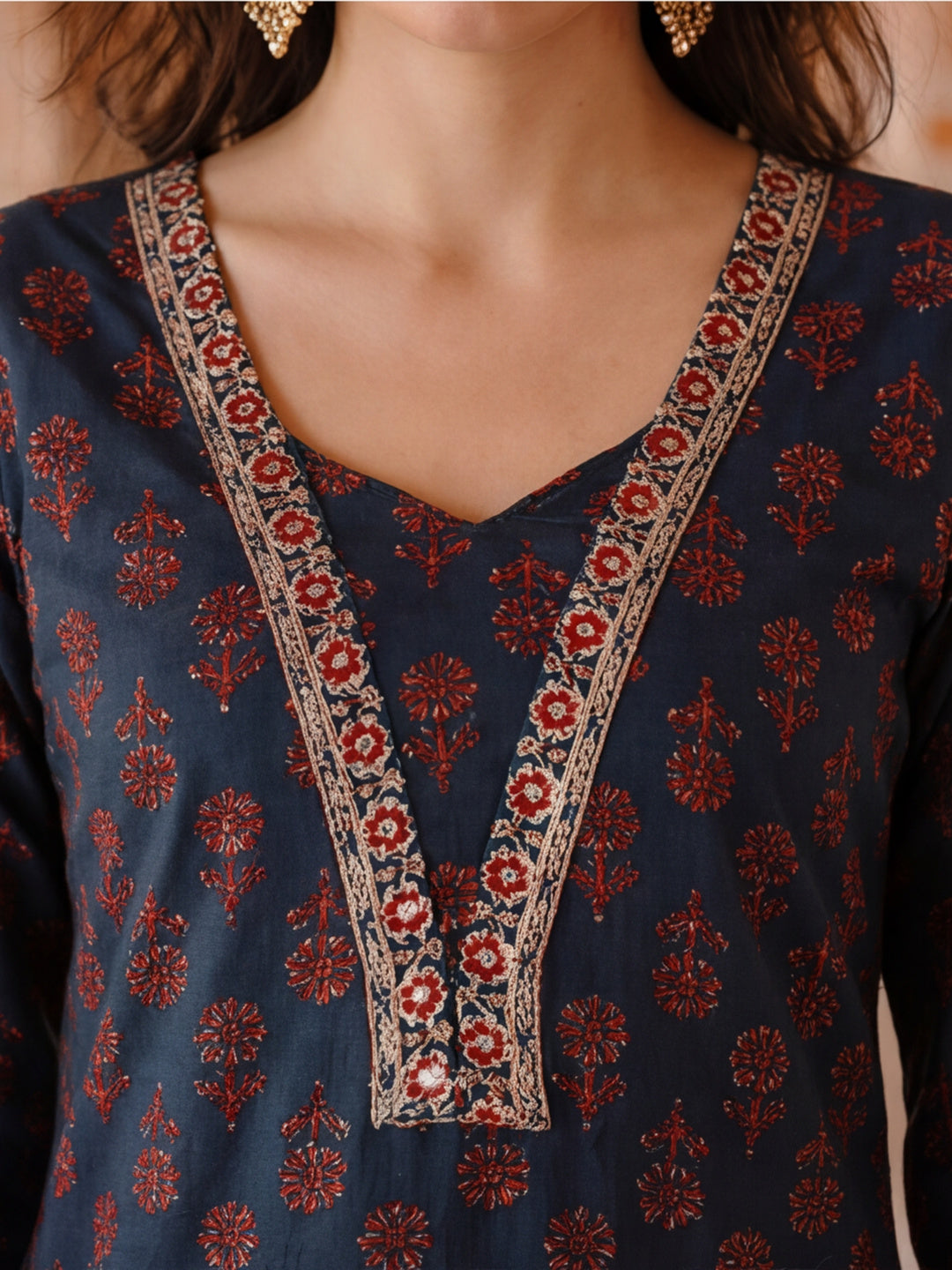 Embroidered Pure Cotton Floral Kurta Sets With Dupatta