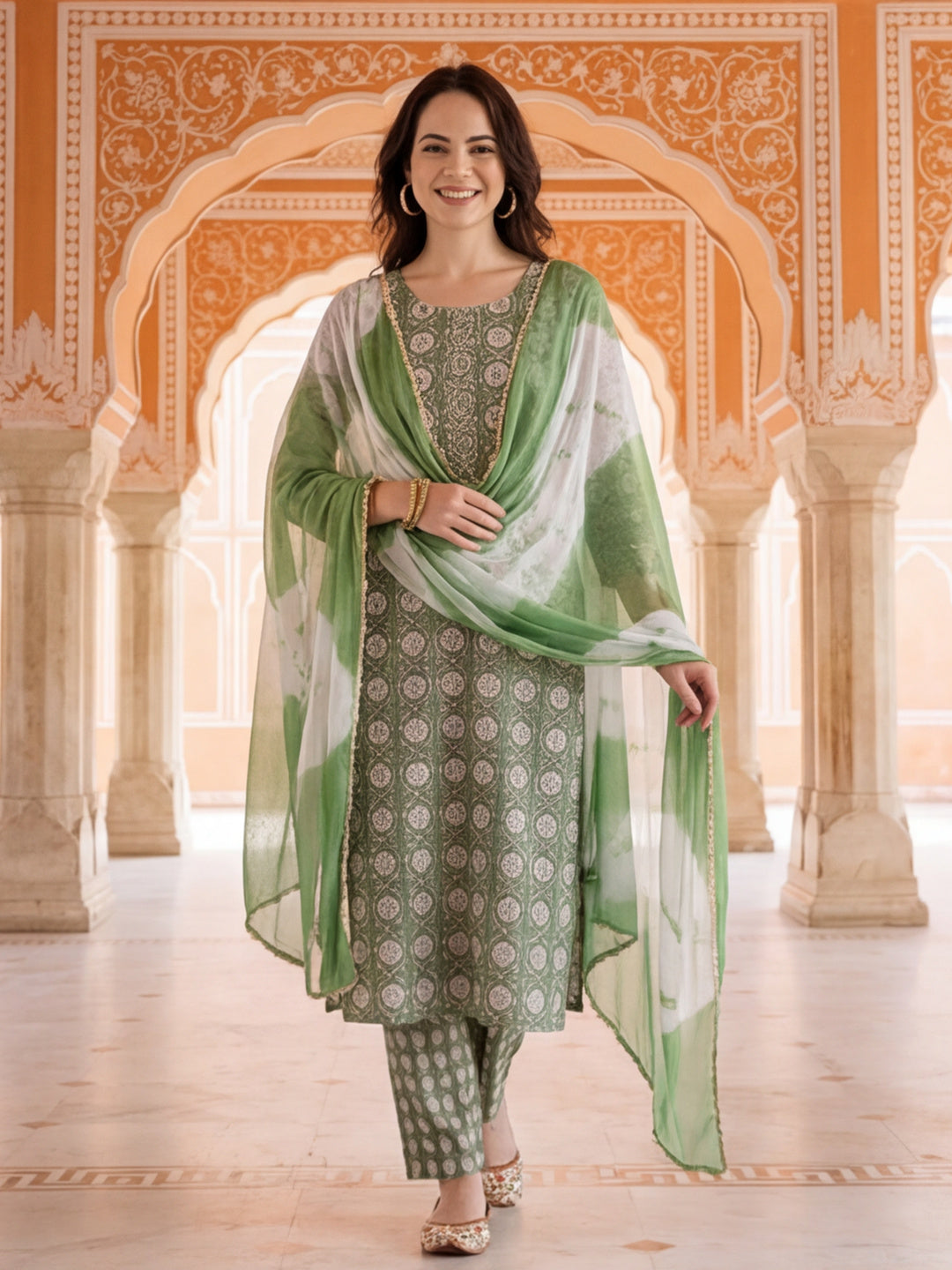 Ethnic Floral Printed Pure Cotton Suit Set