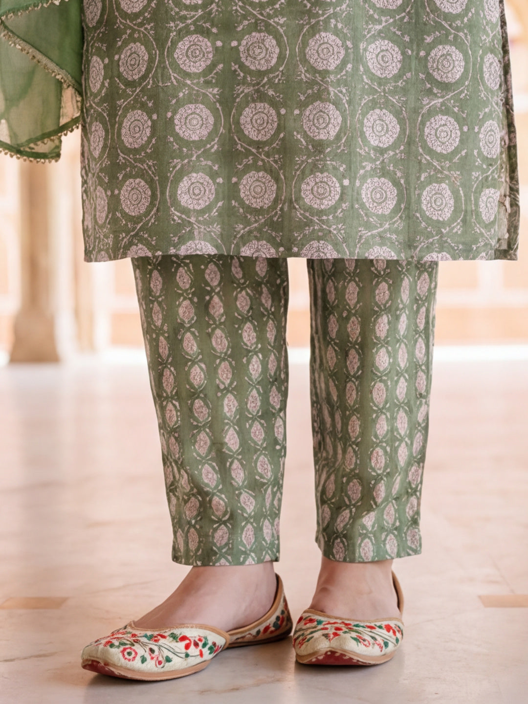 Ethnic Floral Printed Pure Cotton Suit Set