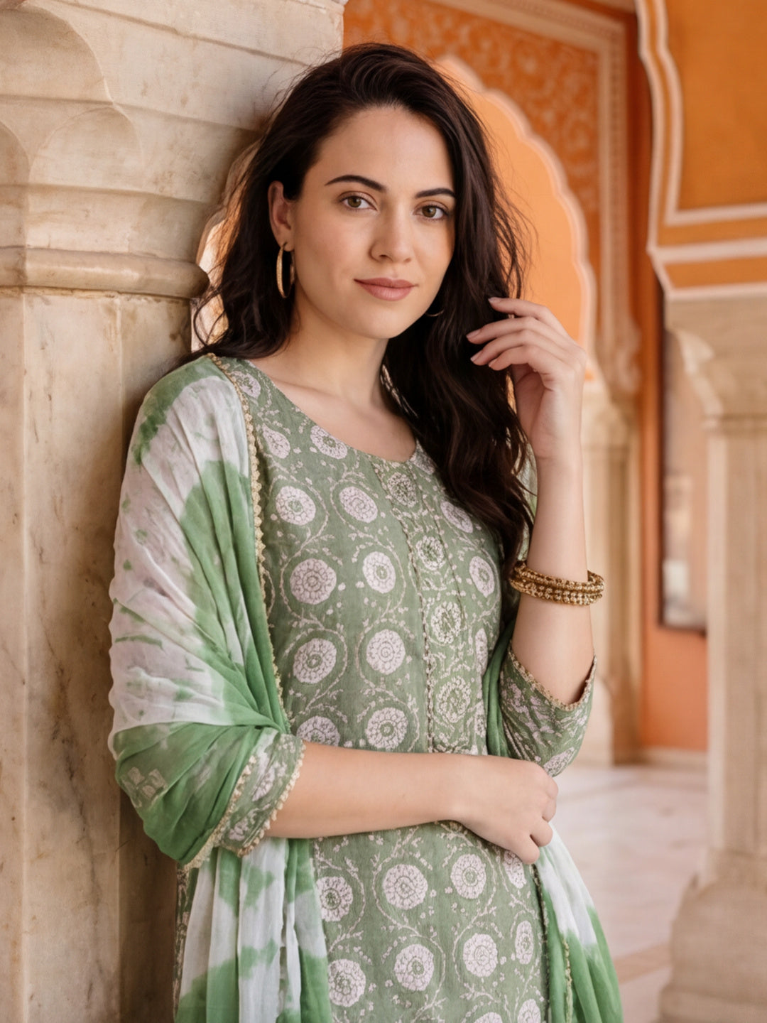 Ethnic Floral Printed Pure Cotton Suit Set