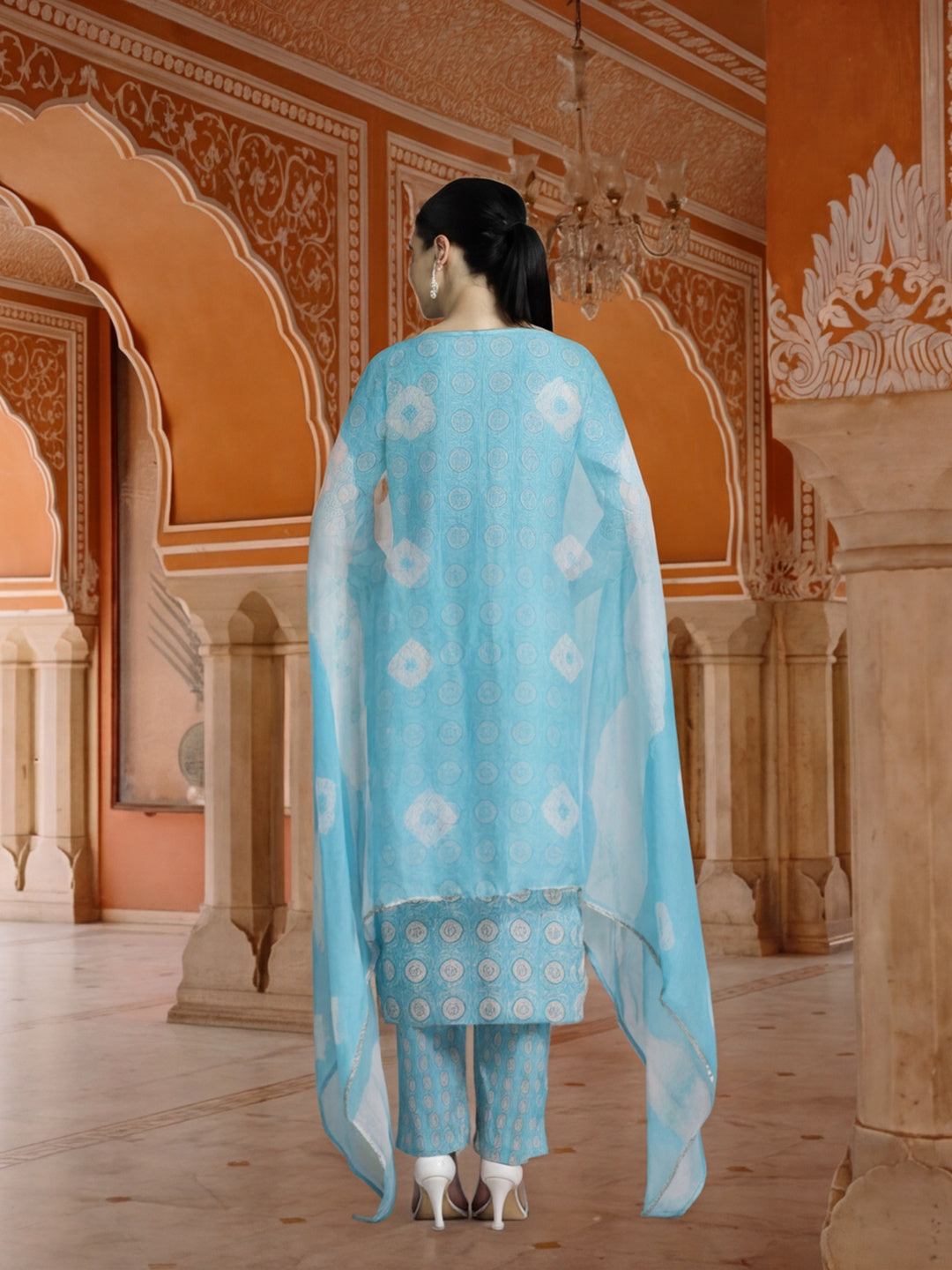 Floral Printed Pure Cotton Kurta Set With Dupatta