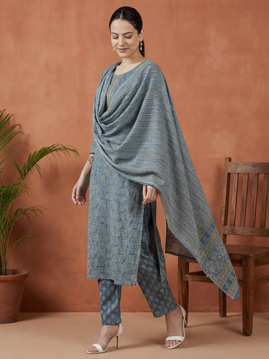 Floral Printed Straight Kurta & Palazzos Sets