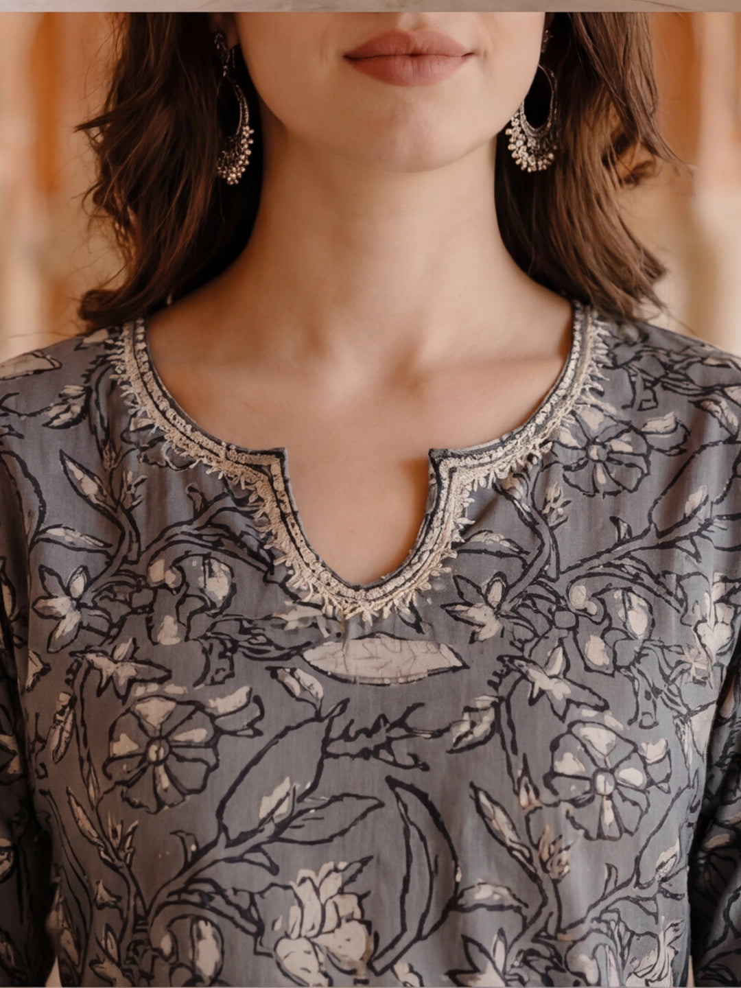 Ethnic Printed Kurta Set With Tie-Dye Dupatta