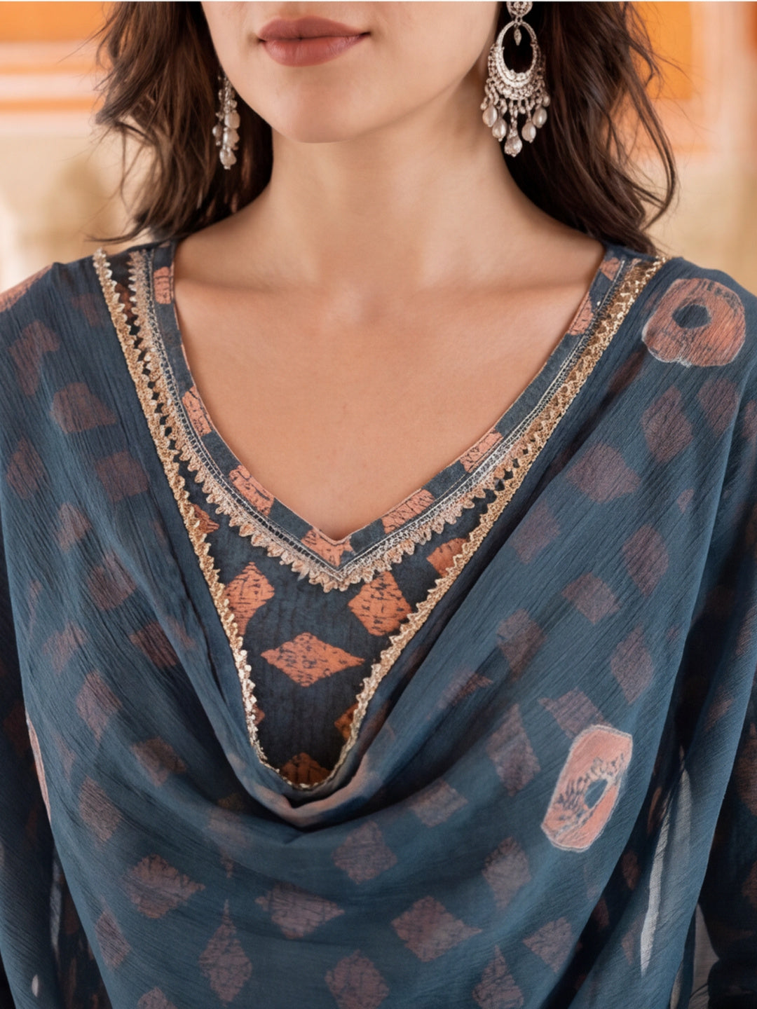 Floral Printed Kurta Set With Tie-Dye Dupatta