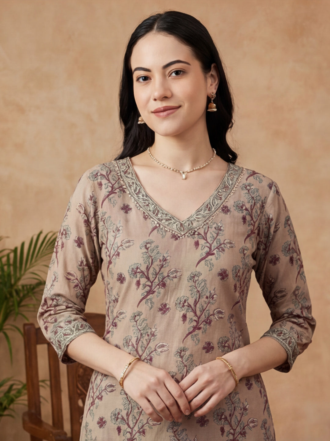 Floral Printed Straight Kurta & Palazzos Sets
