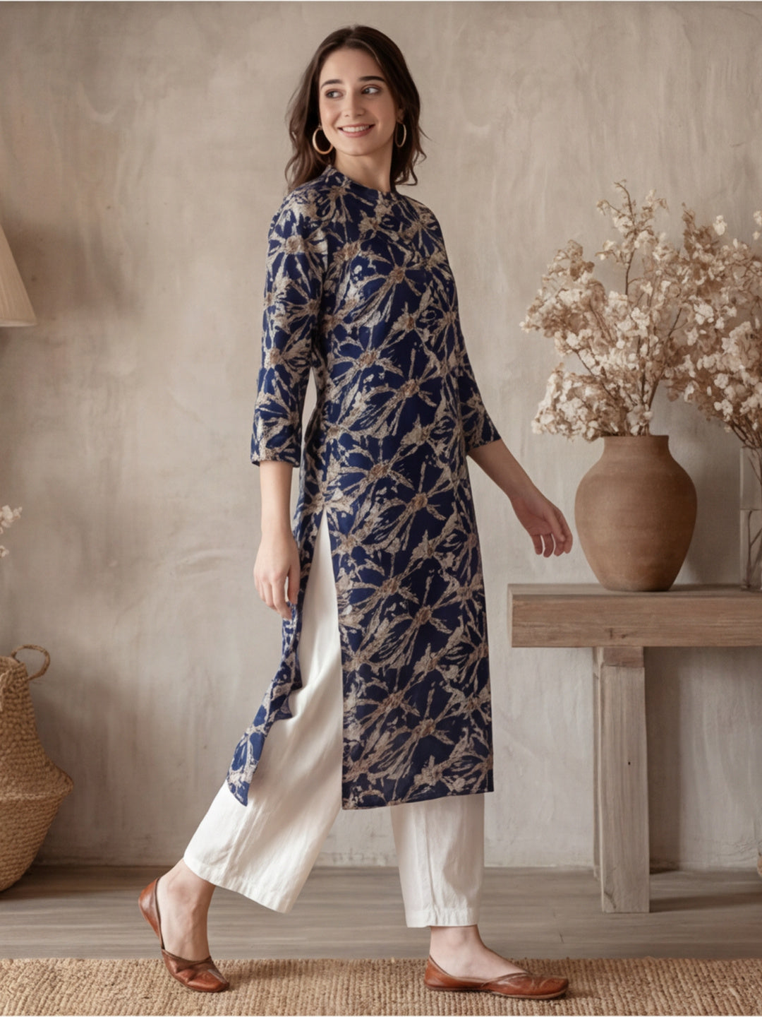 Floral Printed Straight Kurta