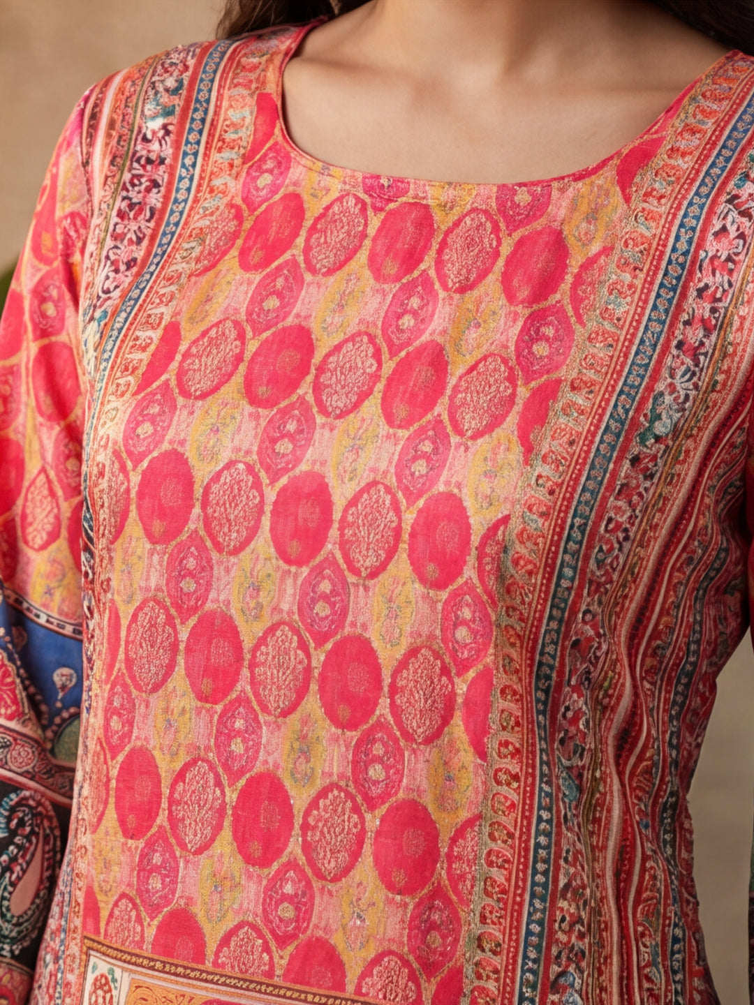 Floral Embroidered Straight Kurta & Trousers Sets