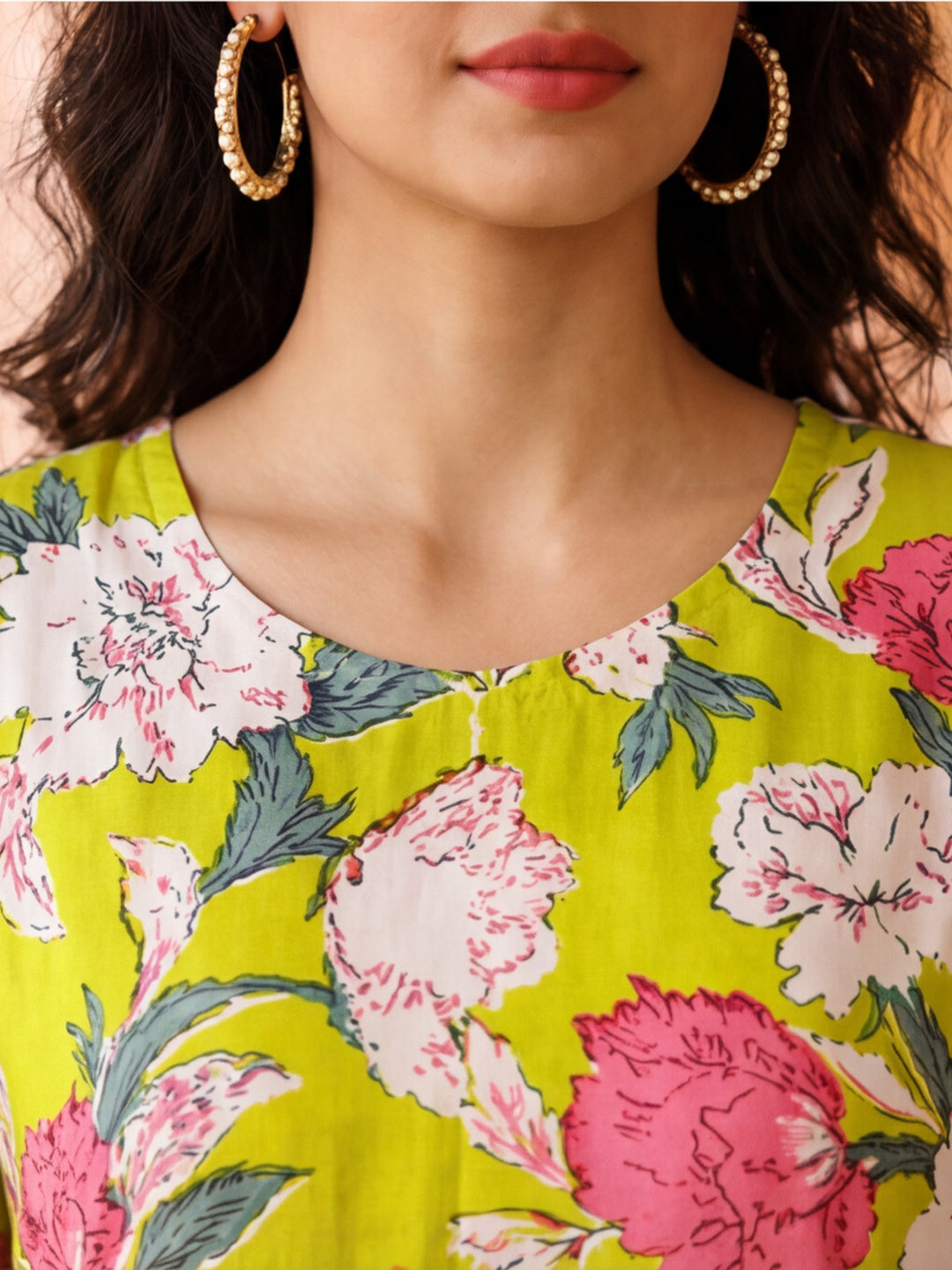 Floral Printed A-Line Tiered Ethnic Dress