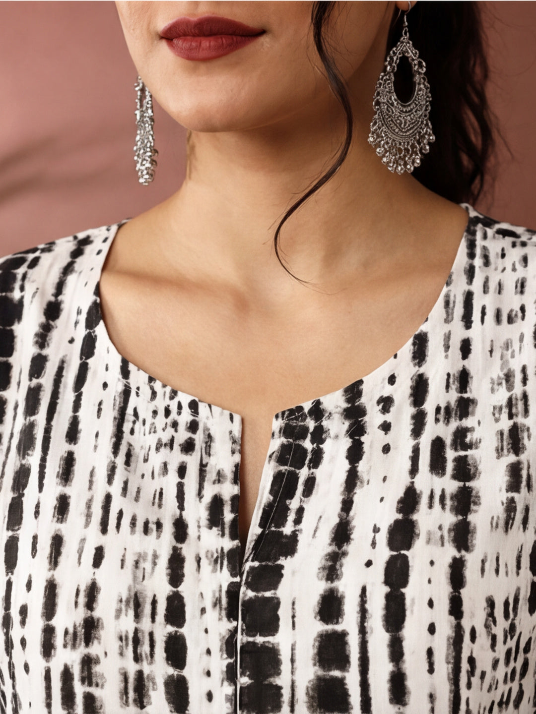 Textured Dyed A-Line Tiered Ethnic Dress