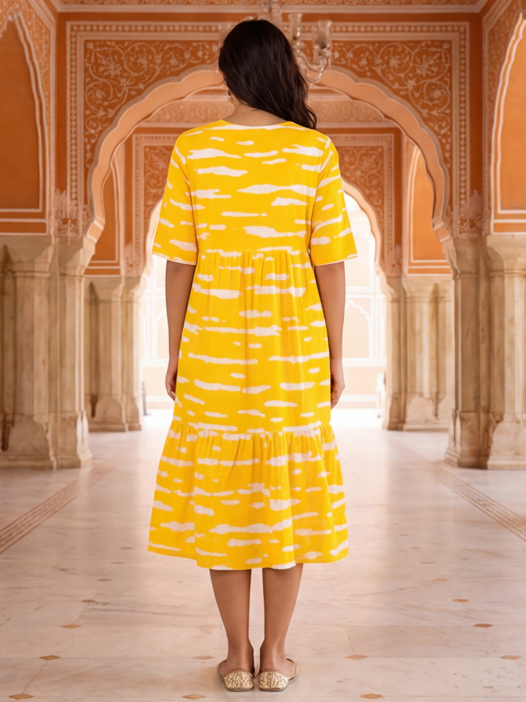 Floral Printed A-Line Cotton Blend Ethnic Dress