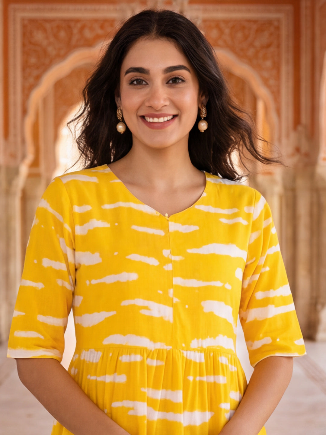 Floral Printed A-Line Cotton Blend Ethnic Dress