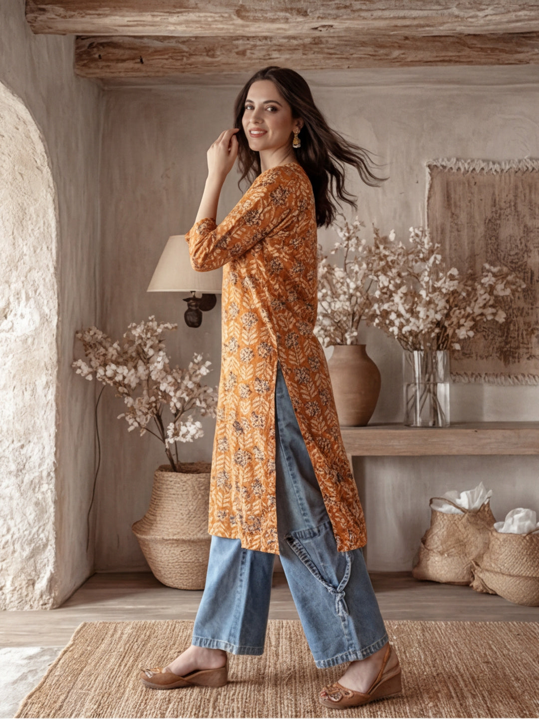 Floral Embroidered Straight Kurta
