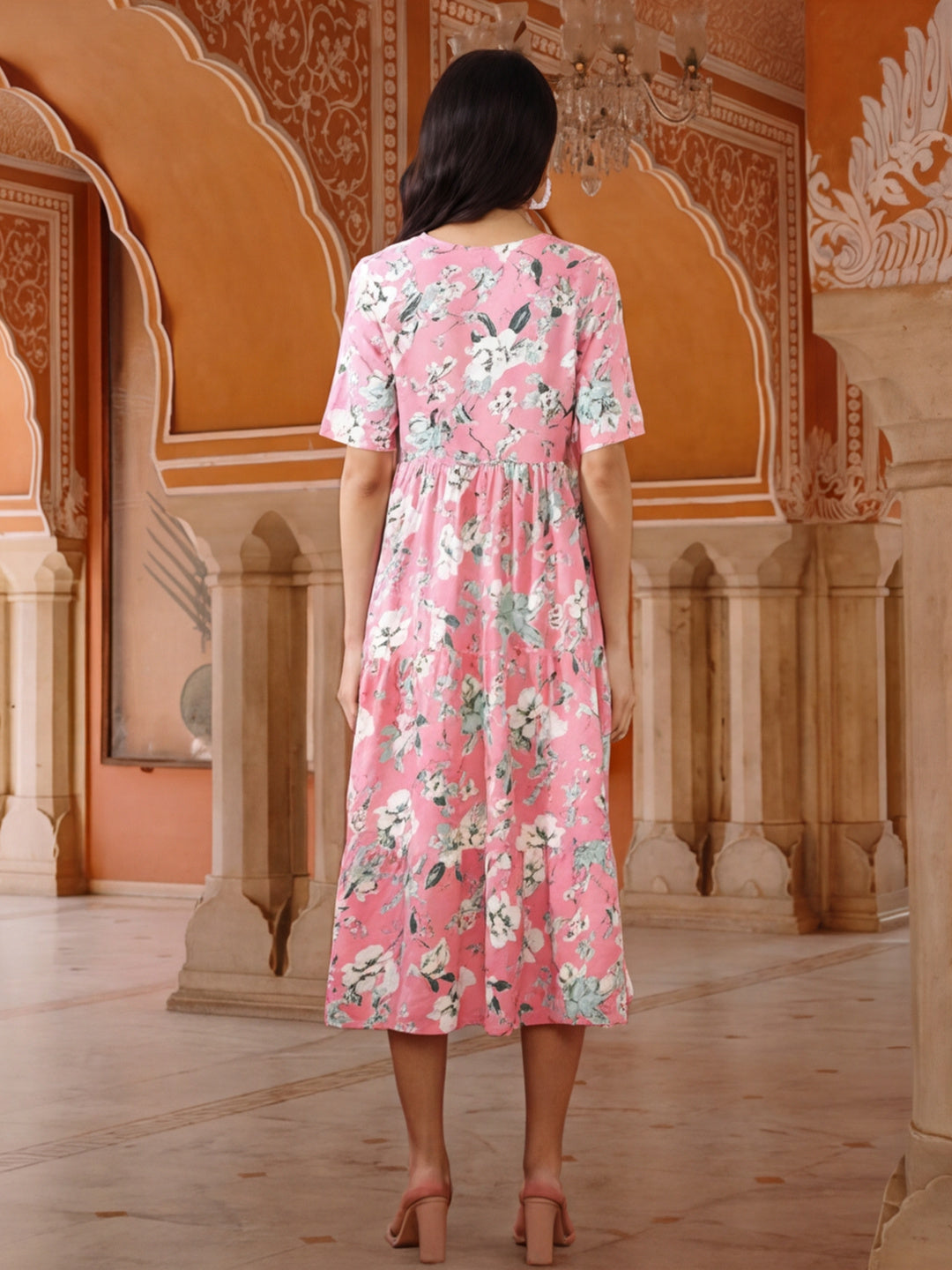 Floral Printed A-Line Ethnic Dress