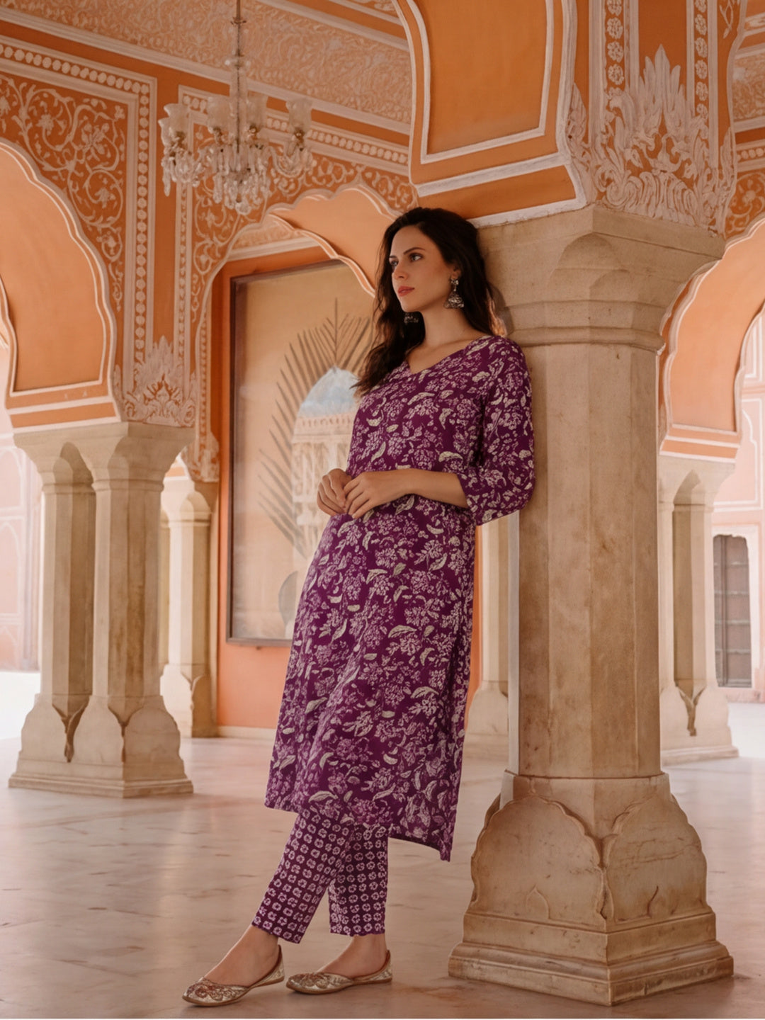 Floral Printed A-Line Kurta & Trousers Sets