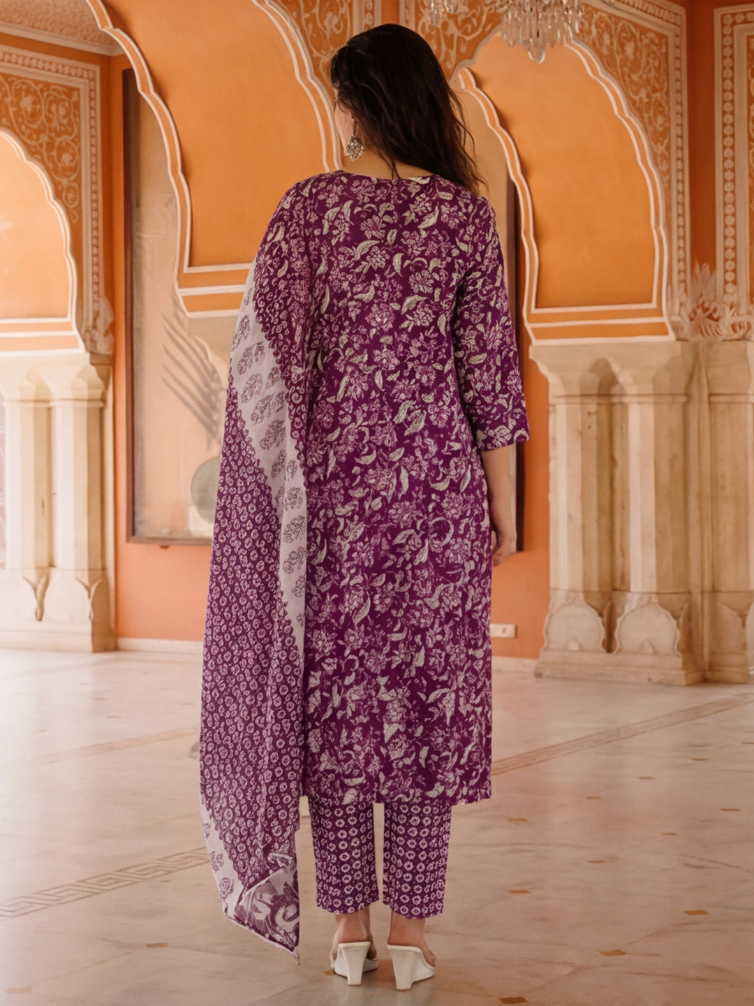 Floral Printed A-Line Kurta & Trousers Sets