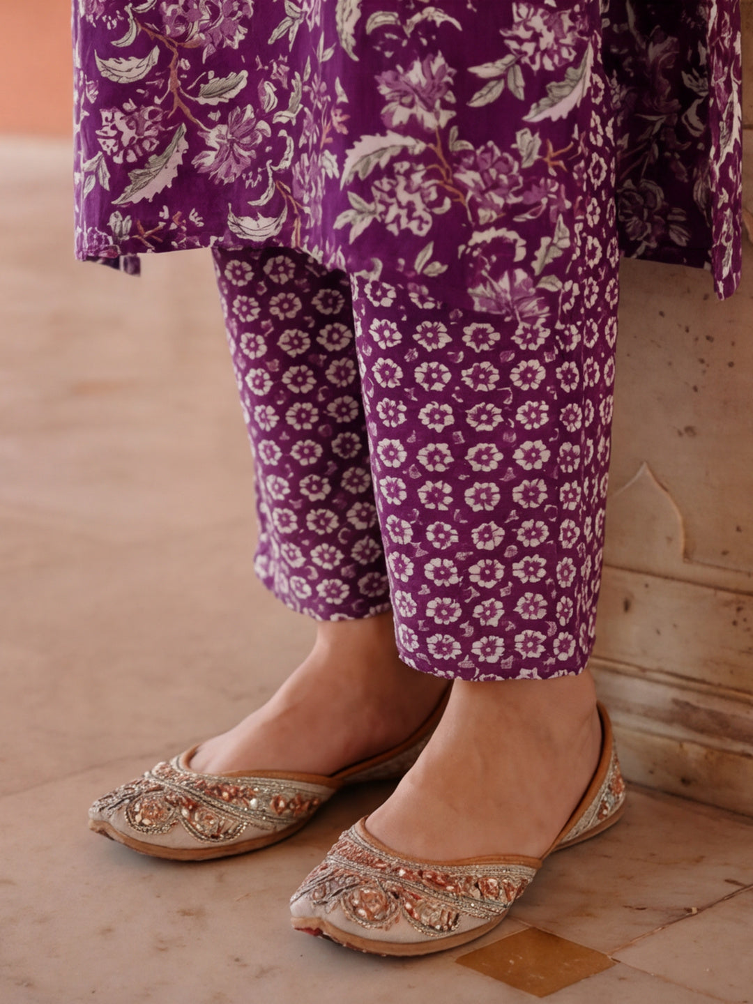 Floral Printed A-Line Kurta & Trousers Sets