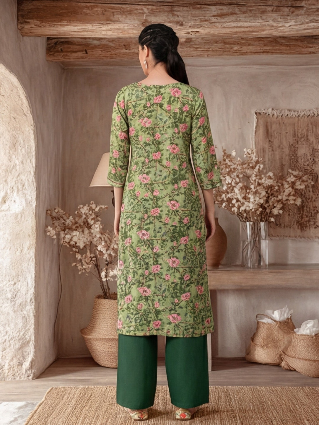 Floral Embroidered Straight Kurta