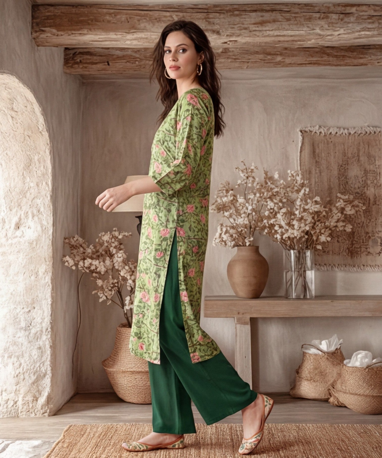 Floral Embroidered Straight Kurta