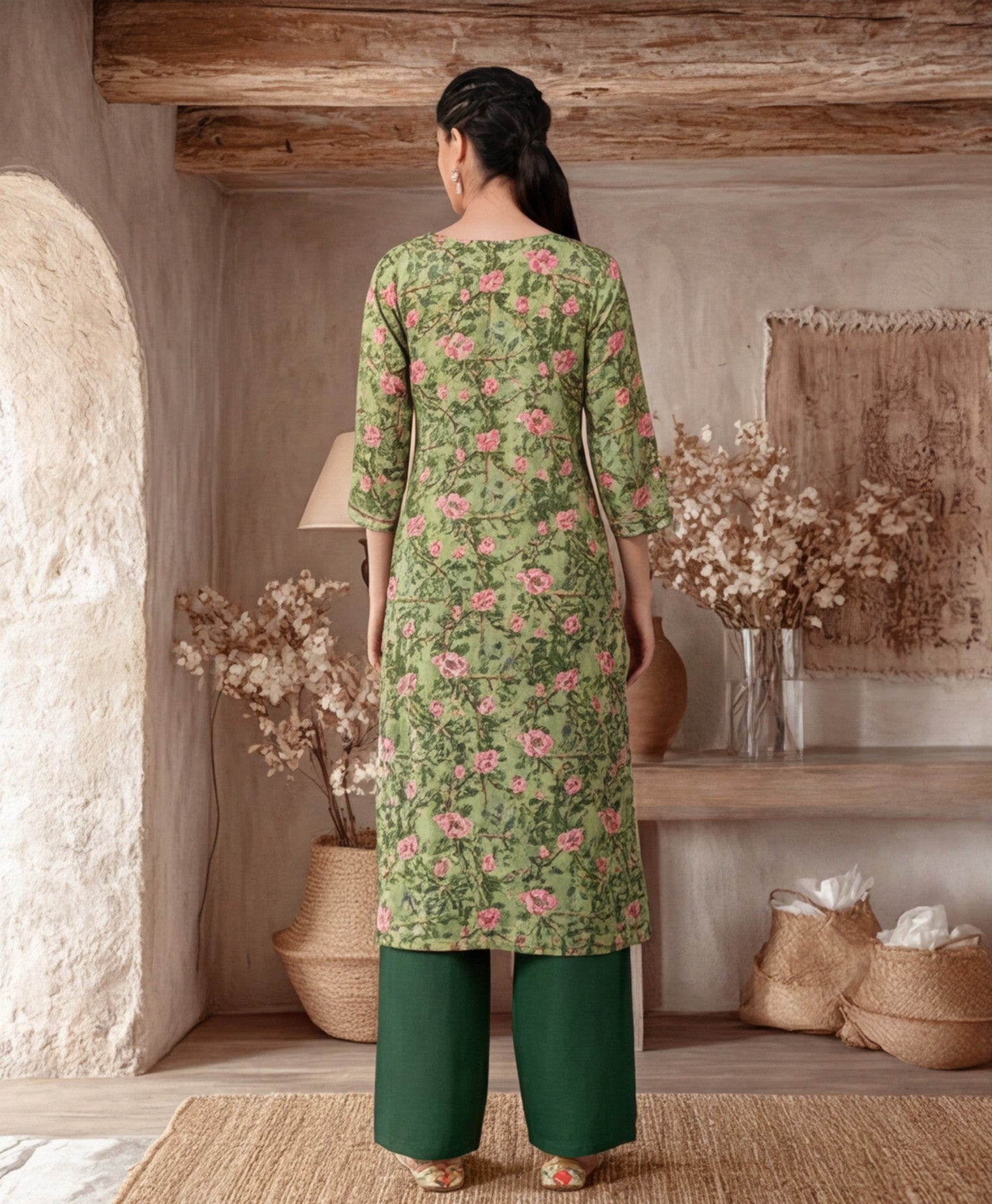 Floral Embroidered Straight Kurta