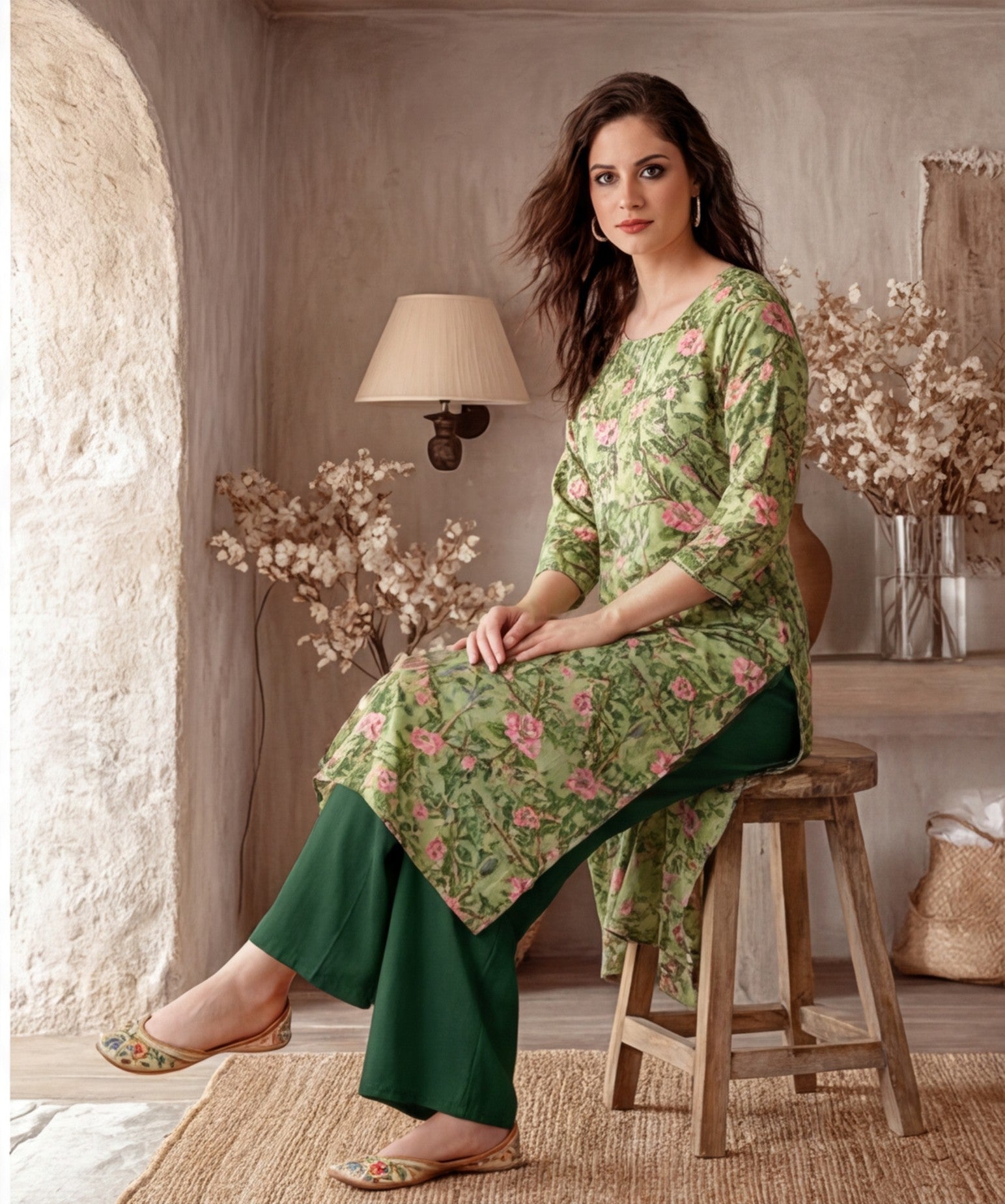 Floral Embroidered Straight Kurta