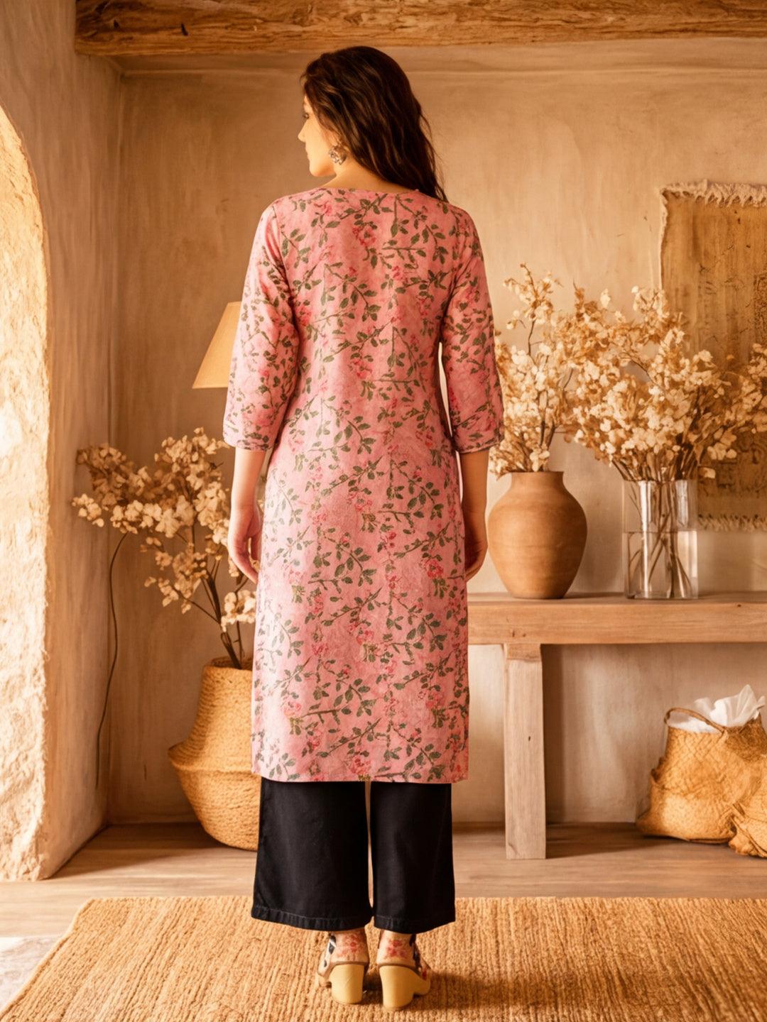 Floral Embroidered Straight Kurta