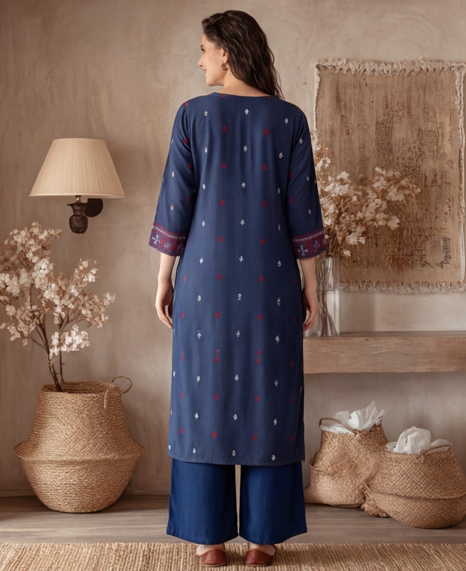 Floral Embroidered Straight Kurta