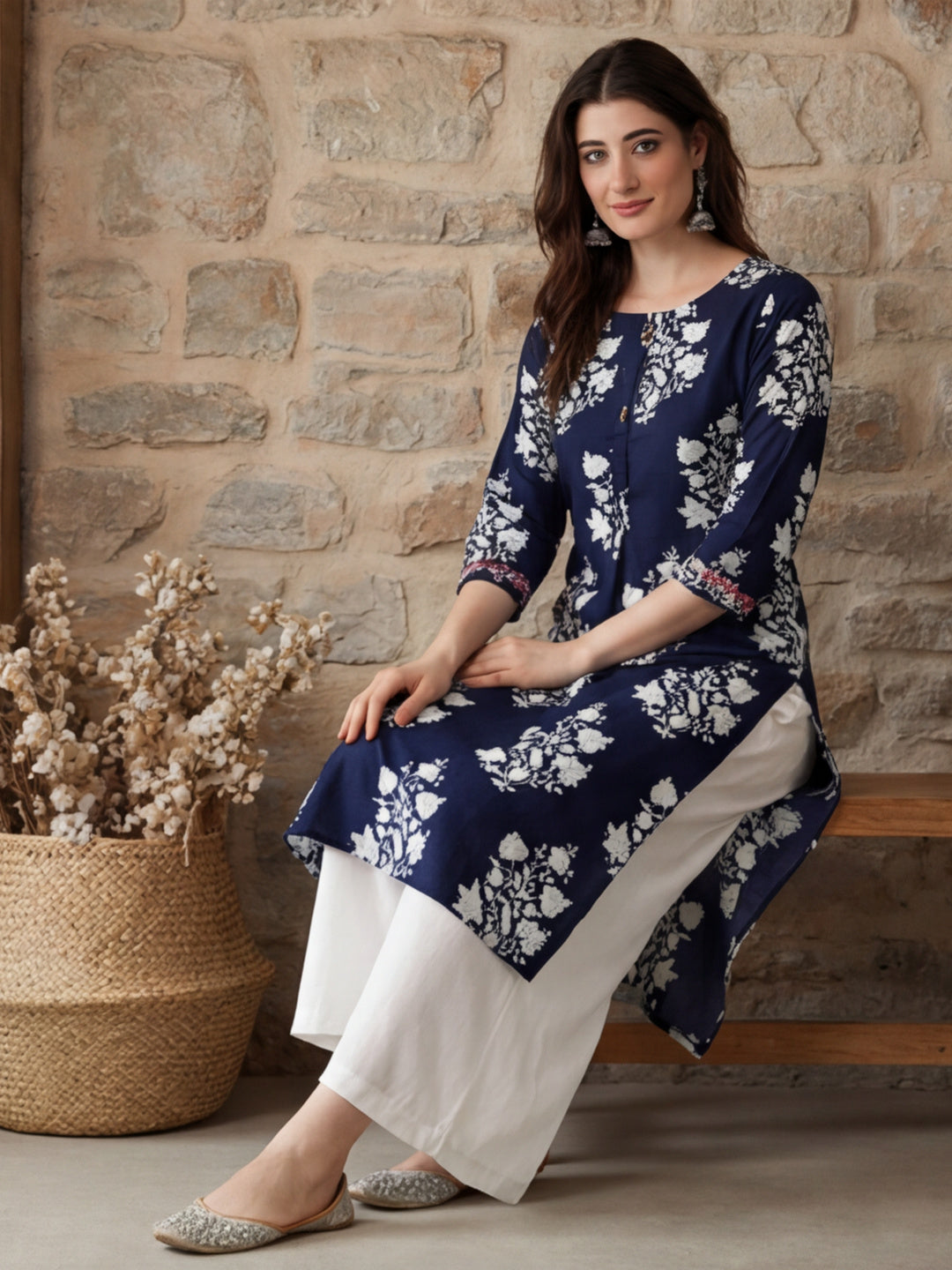 Floral Printed Straight Kurta