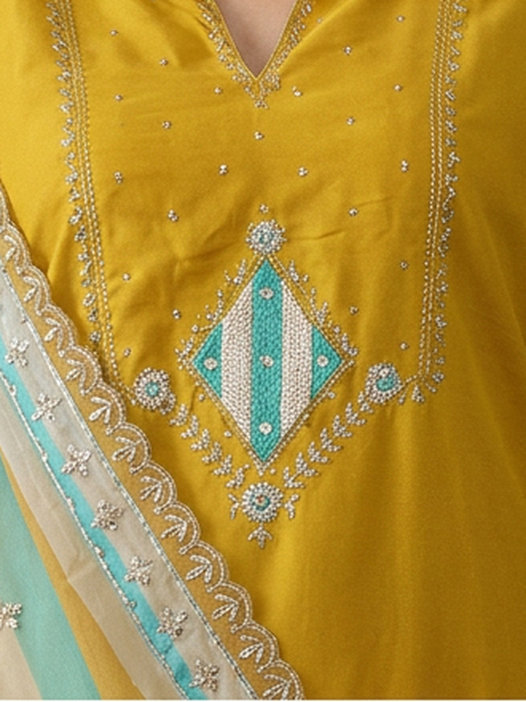 Floral Embroidered Straight Kurta & Trousers Sets