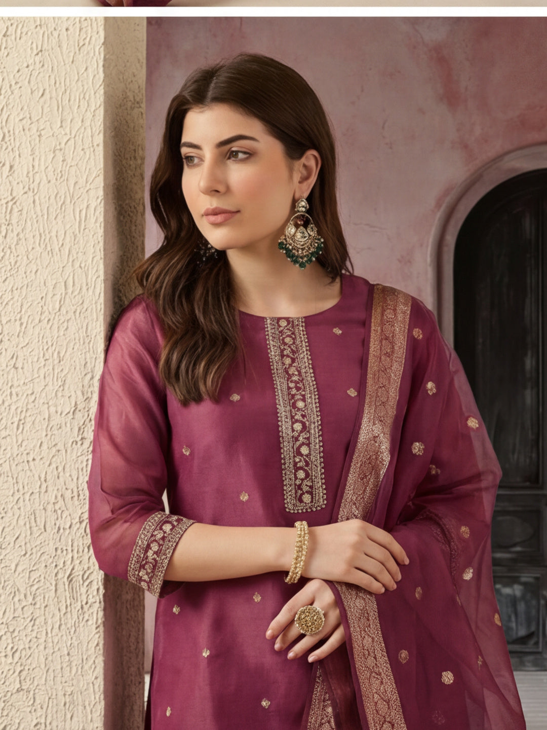 Kurta With Pant & Dupatta Ethnic Kurta Set For Women
