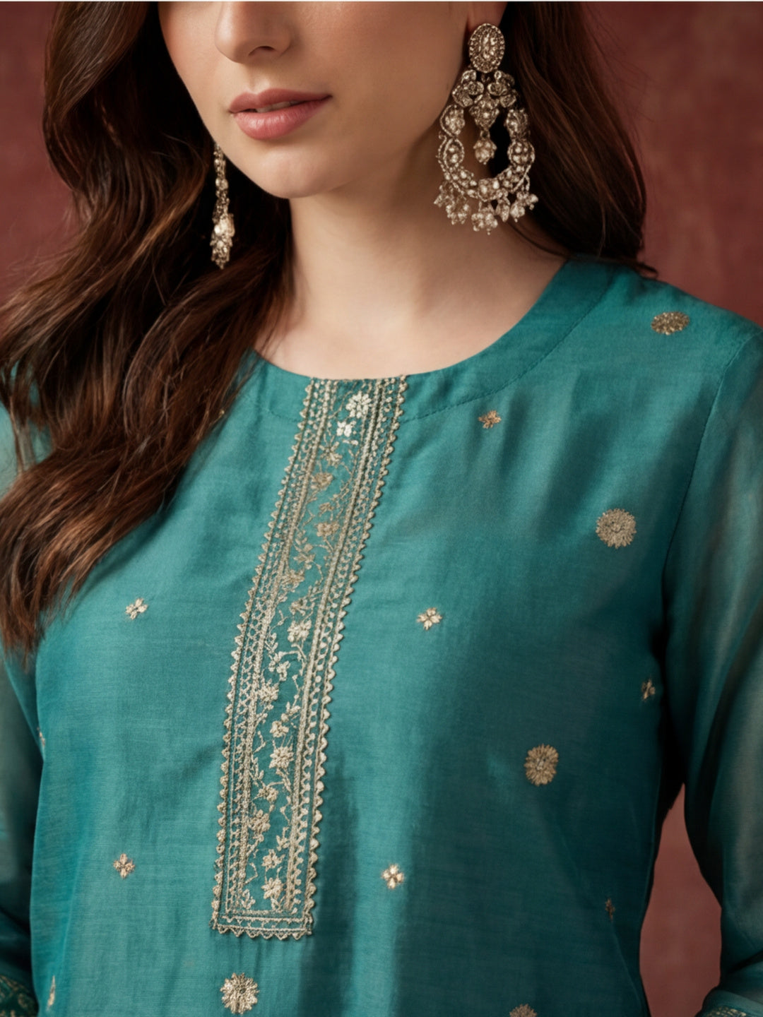 Kurta With Pant & Dupatta Ethnic Kurta Set For Women