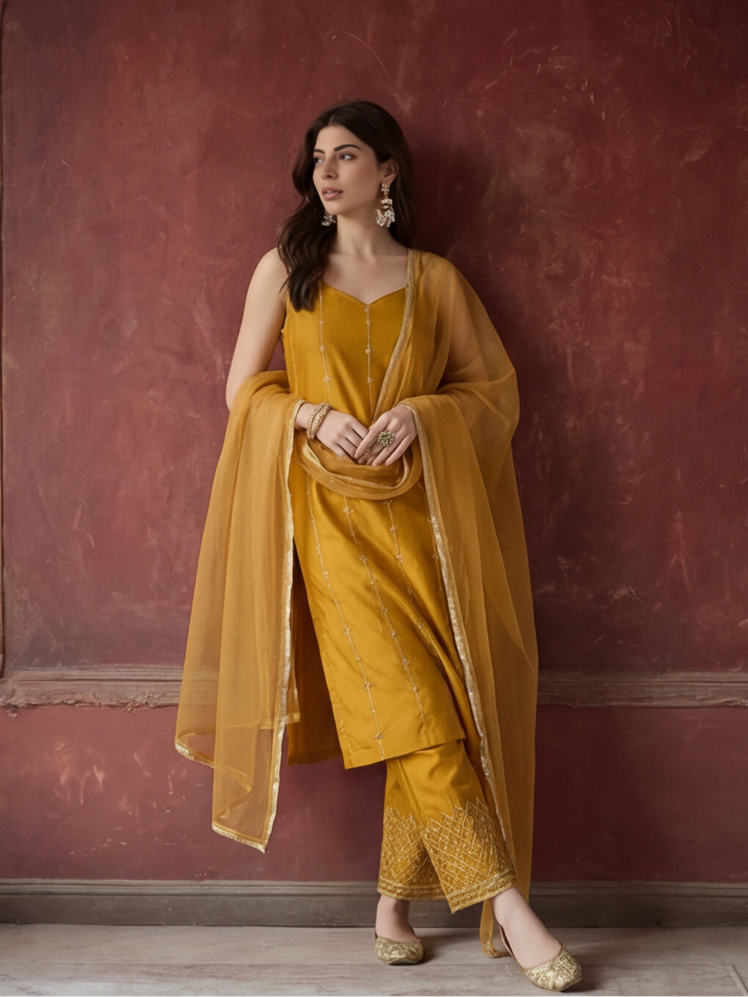 Kurta With Pant & Dupatta Ethnic Kurta Set For Women